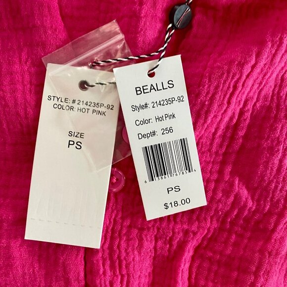Kaktus Hot Pink Sleeveless Button Down Top With Front Tie Petite Small PS NEW - Picture 8 of 9